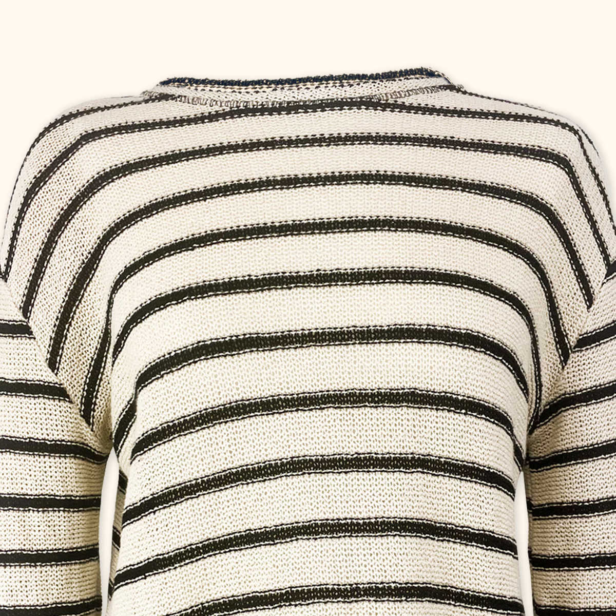 Zara Black and Cream Crochet Long Sleeve Jumper - Size Small