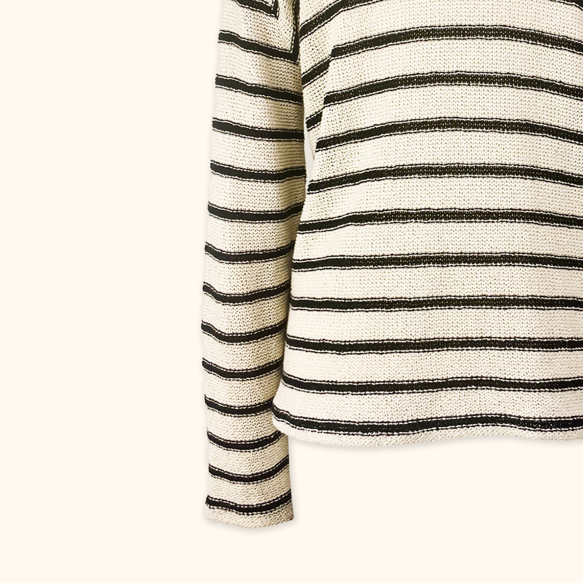 Zara Black and Cream Crochet Long Sleeve Jumper - Size Small