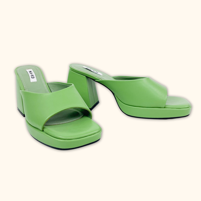Na-kd Green Block Platform Heels - Size 8