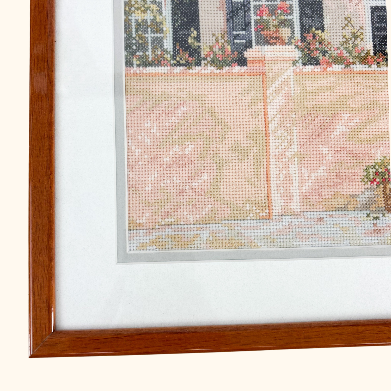 Framed Provence Cross Stitch Artwork Vintage 2002