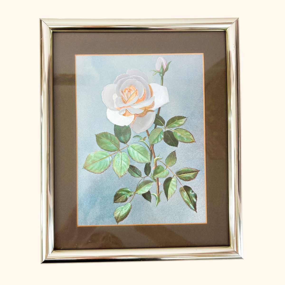 Framed Metallic Fabric Rose Wall Art