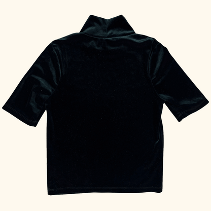 Zara Dark Green Velvet Short Sleeve Top - Size Small