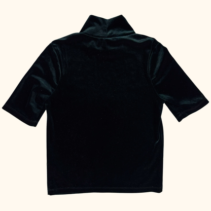 Zara Dark Green Velvet Short Sleeve Top - Size Small