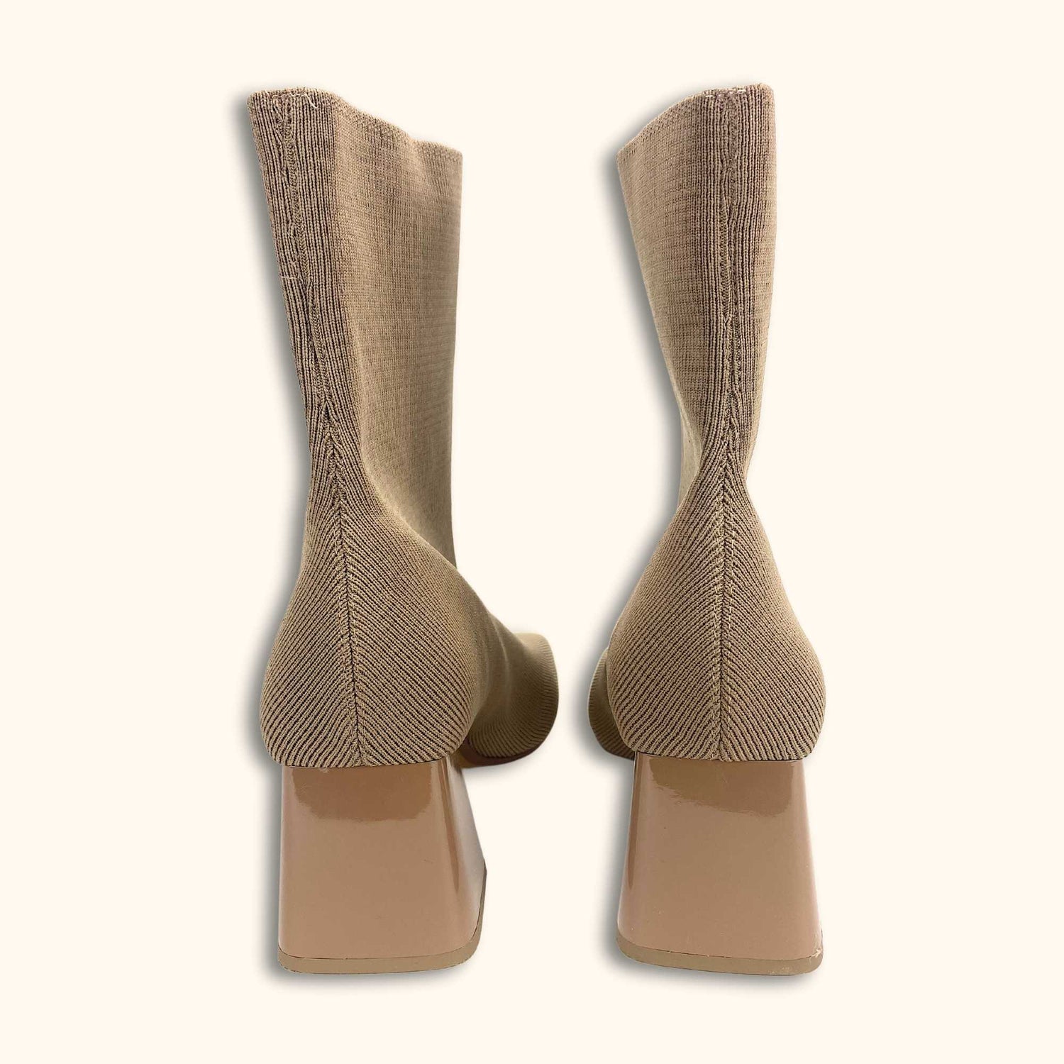 Zara Beige Heeled Ankle Boots - Size 5 - Zara - Boots