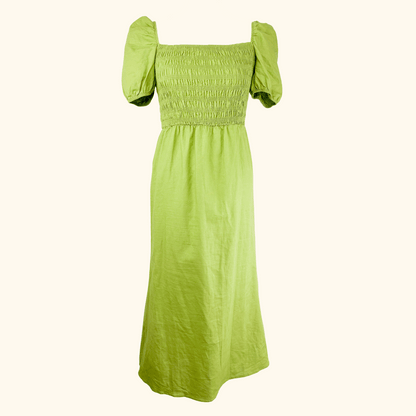 Never Fully Dressed Green Linen Blend Midi Dress - Size 8