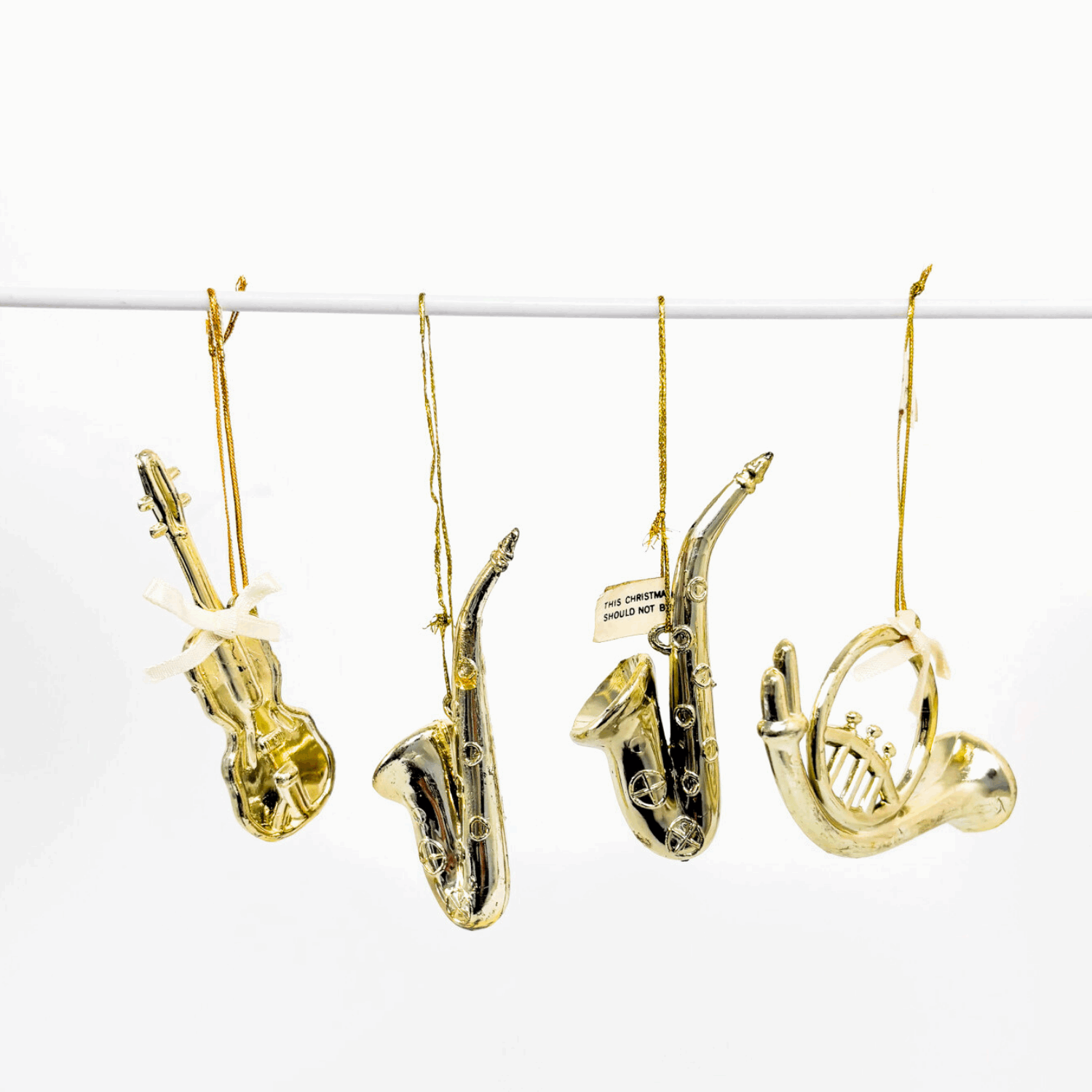 Vintage 90s Music Instrument Christmas Baubles Set of 8 Sunshine Thrift