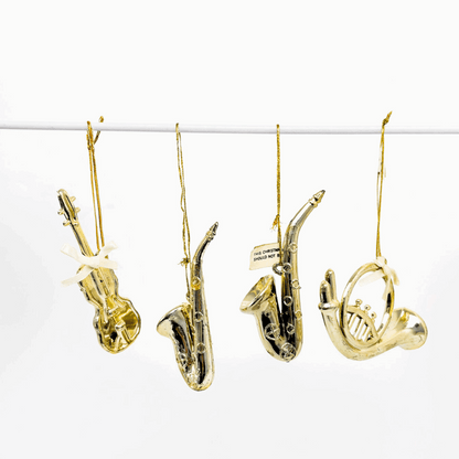 Vintage 90s Music Instrument Christmas Baubles Set of 8 Sunshine Thrift