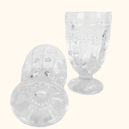 Floral Pressed Glass Parfait Tumbler Glasses Set of 2 Sunshine Thrift