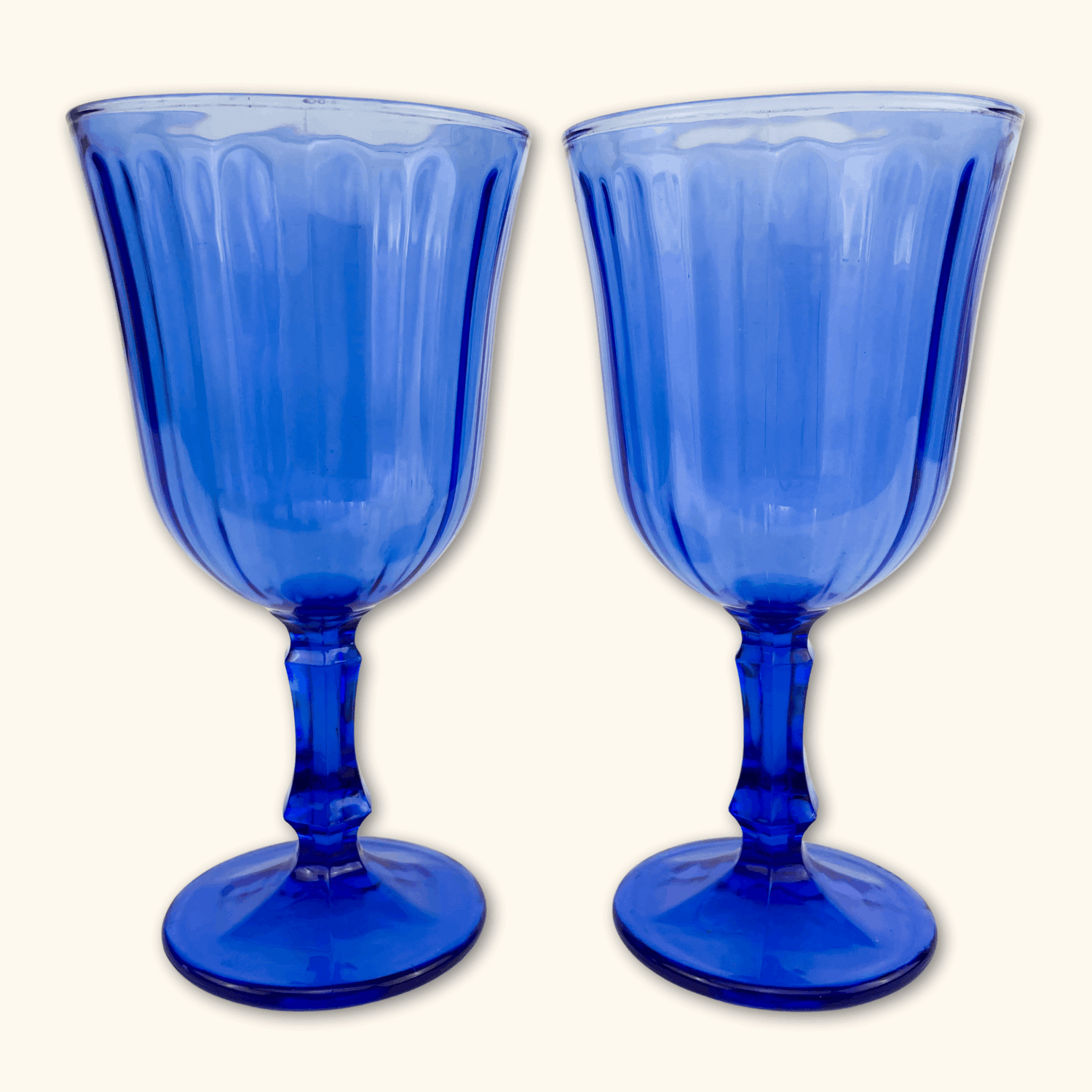 Cobalt Blue Vintage Wine Glasses - Set of 2 -  - Glassware
