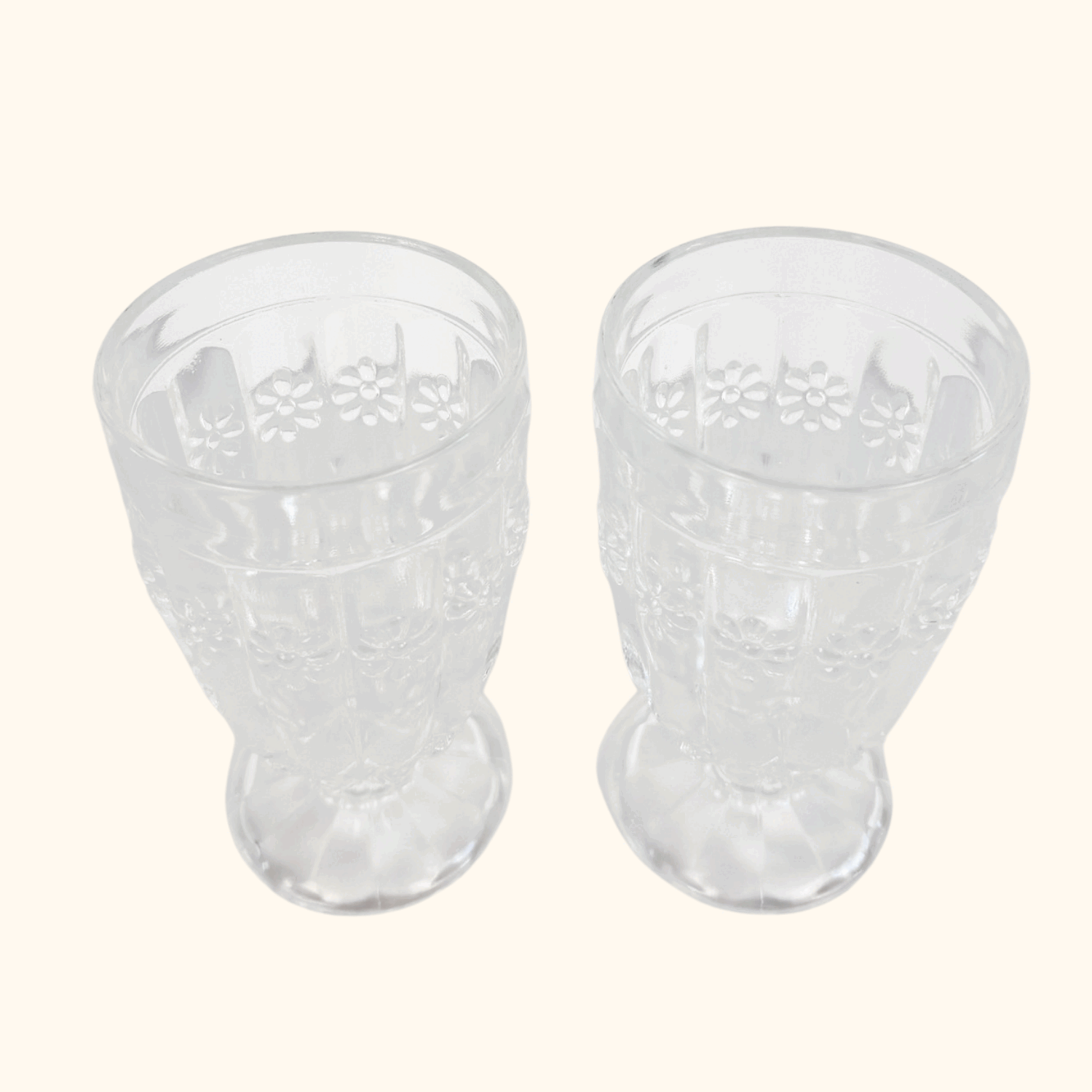 Floral Pressed Glass Parfait Tumbler Glasses Set of 2 Sunshine Thrift