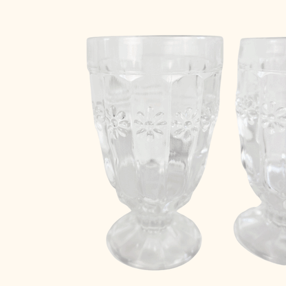 Floral Pressed Glass Parfait Tumbler Glasses Set of 2 Sunshine Thrift