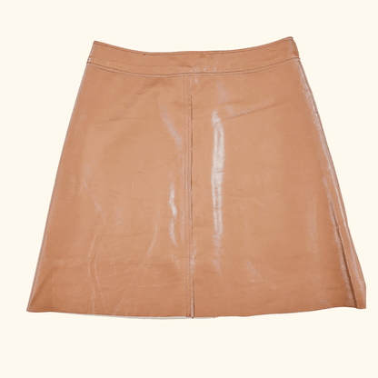 Topshop Camel Brown PU Faux Leather Mini Skirt - Size 6 -  - Skirts