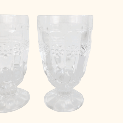Floral Pressed Glass Parfait Tumbler Glasses Set of 2 Sunshine Thrift