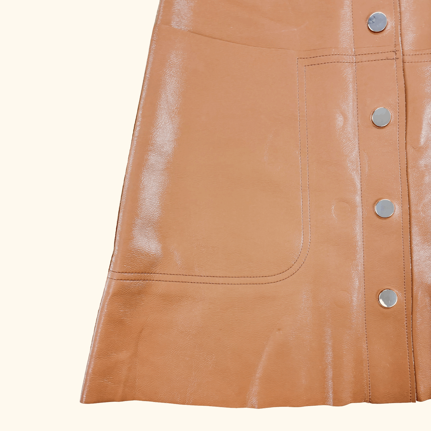 Topshop Camel Brown PU Faux Leather Mini Skirt - Size 6 -  - Skirts