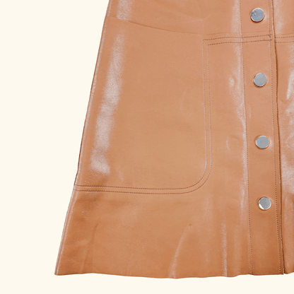 Topshop Camel Brown PU Faux Leather Mini Skirt - Size 6 -  - Skirts