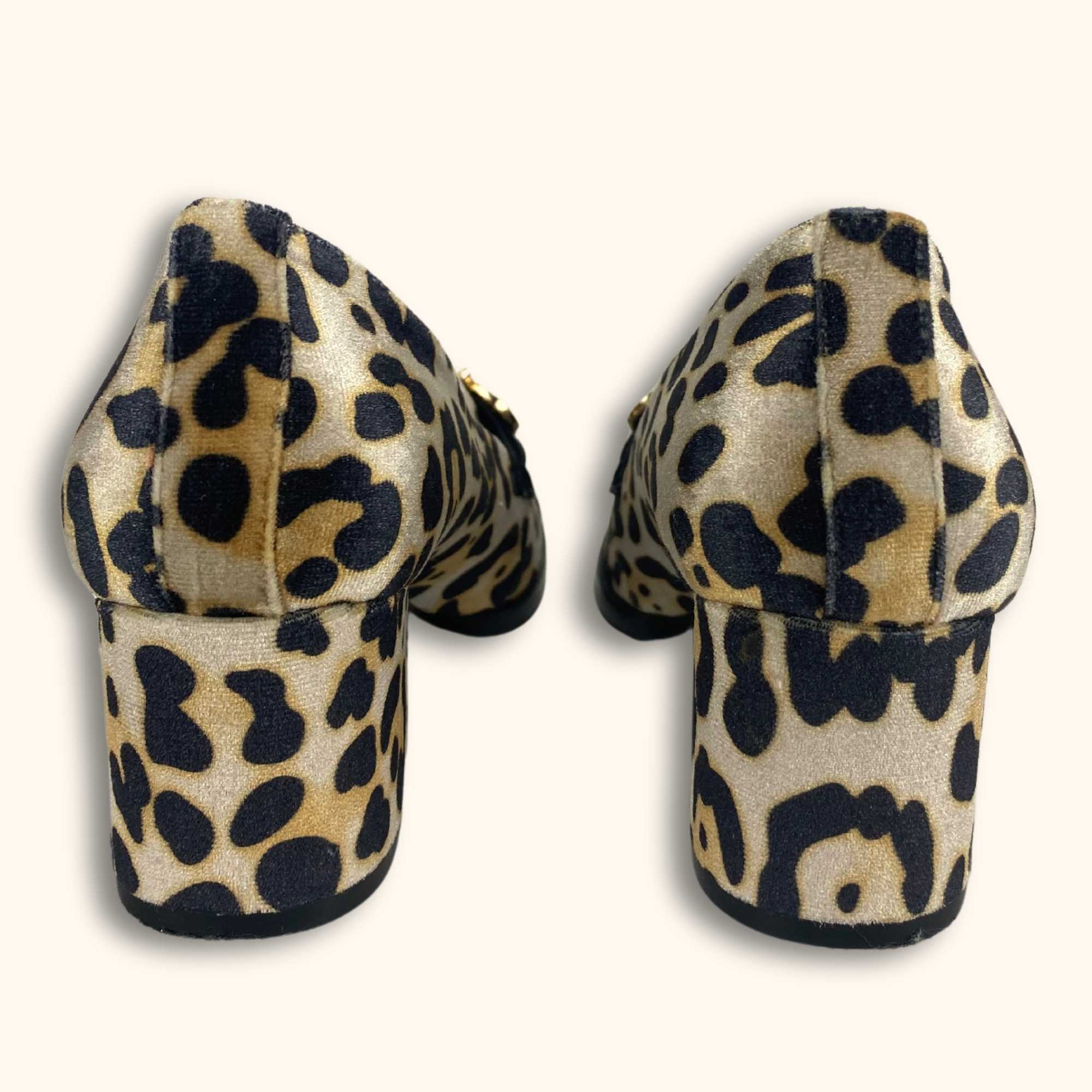 ASOS DESIGN Chunky Heeled Loafers Leopard velvet - Size 3 - ASOS - Heels