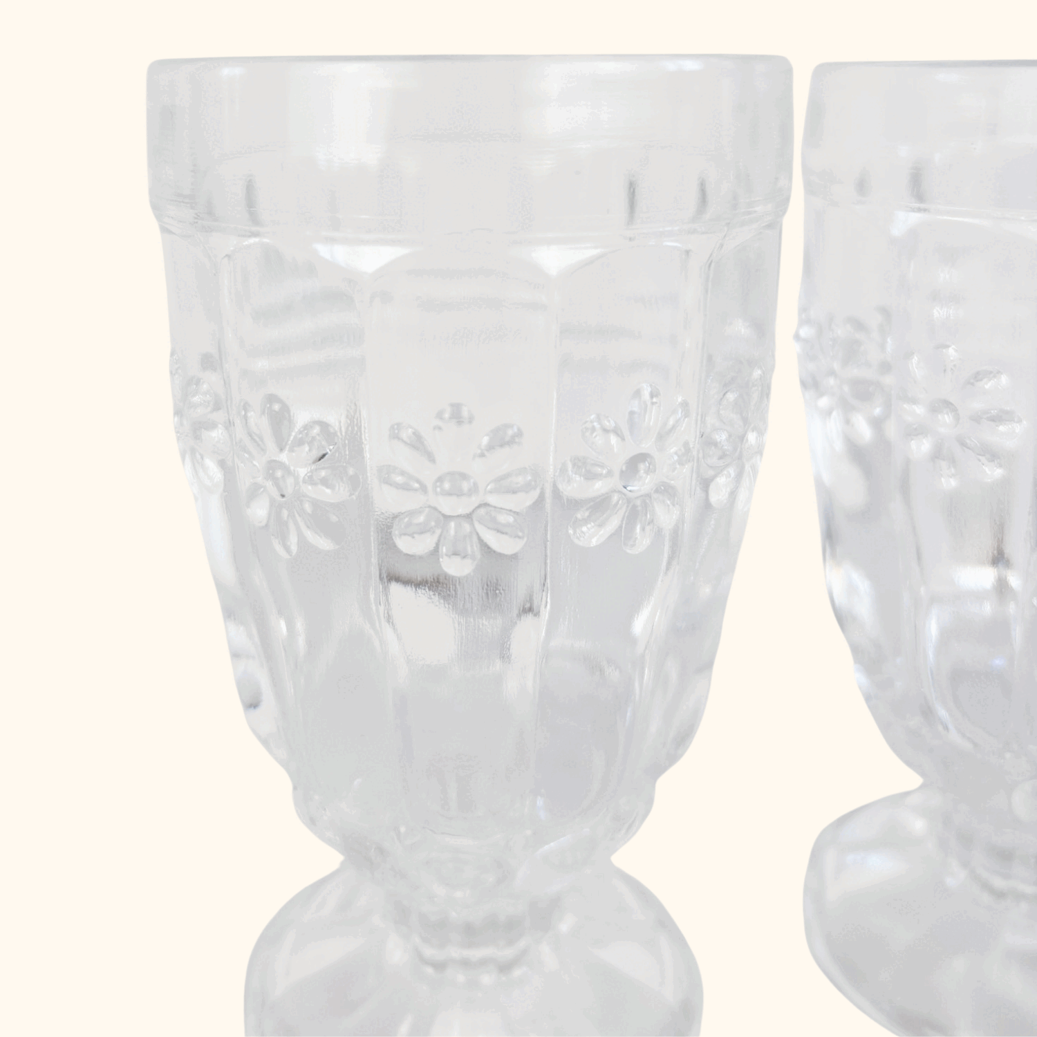 Floral Pressed Glass Parfait Tumbler Glasses Set of 2 Sunshine Thrift