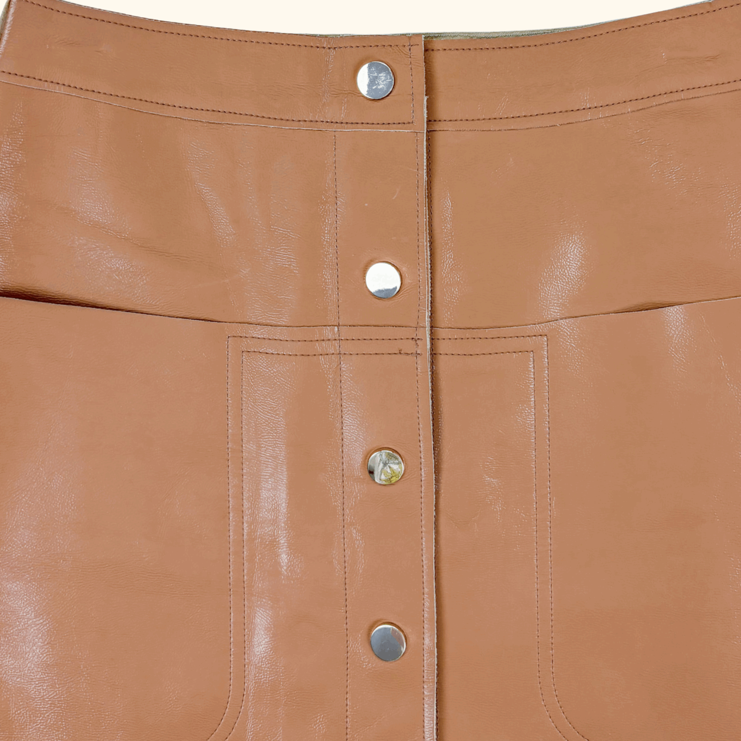 Topshop Camel Brown PU Faux Leather Mini Skirt - Size 6 -  - Skirts