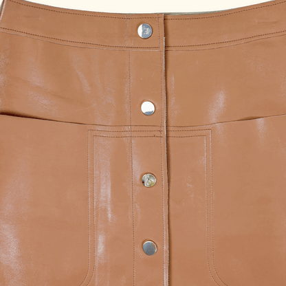 Topshop Camel Brown PU Faux Leather Mini Skirt - Size 6 -  - Skirts