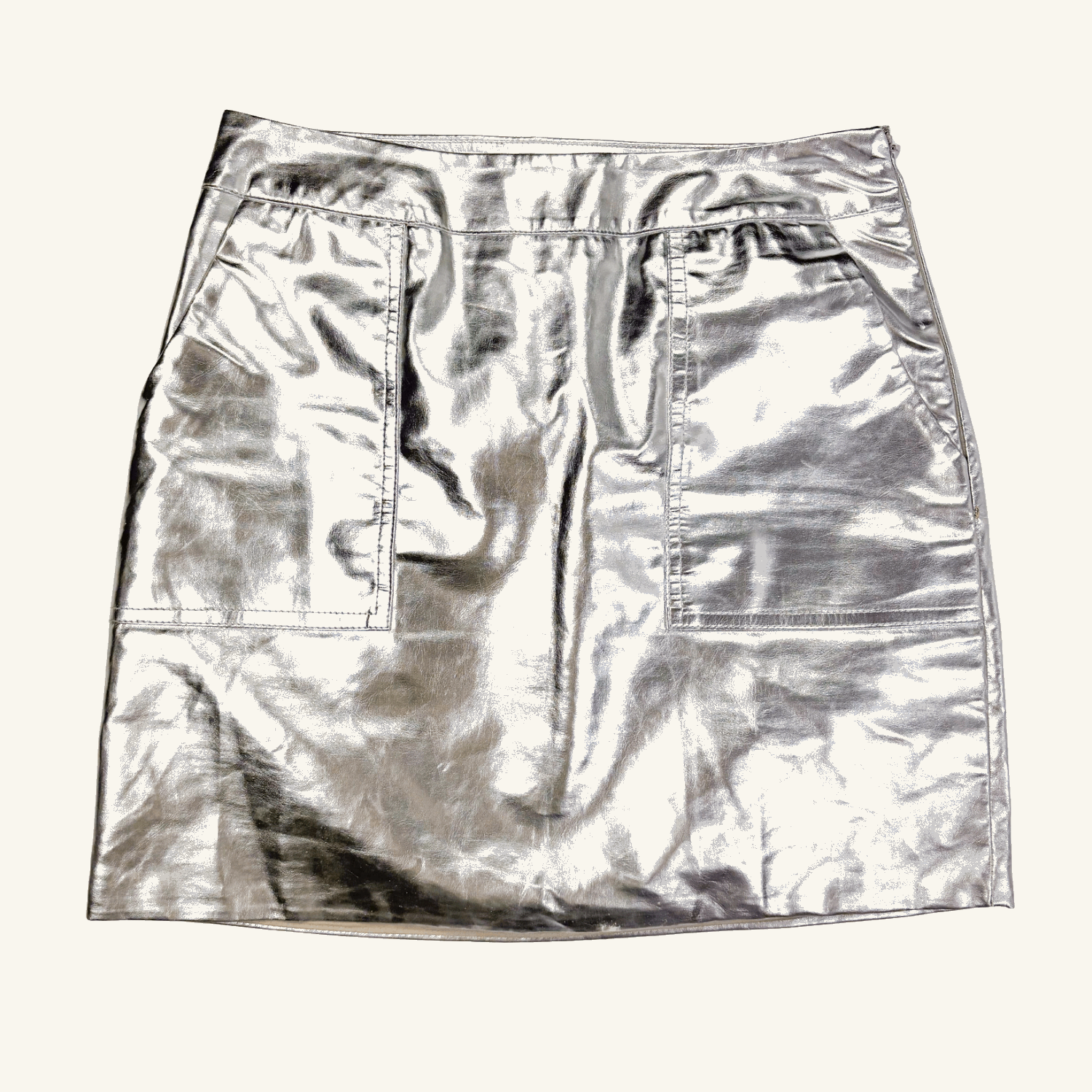 4th &amp; Reckless Silver Metallic Mini Skirt - Size 8 4th &amp; Reckless