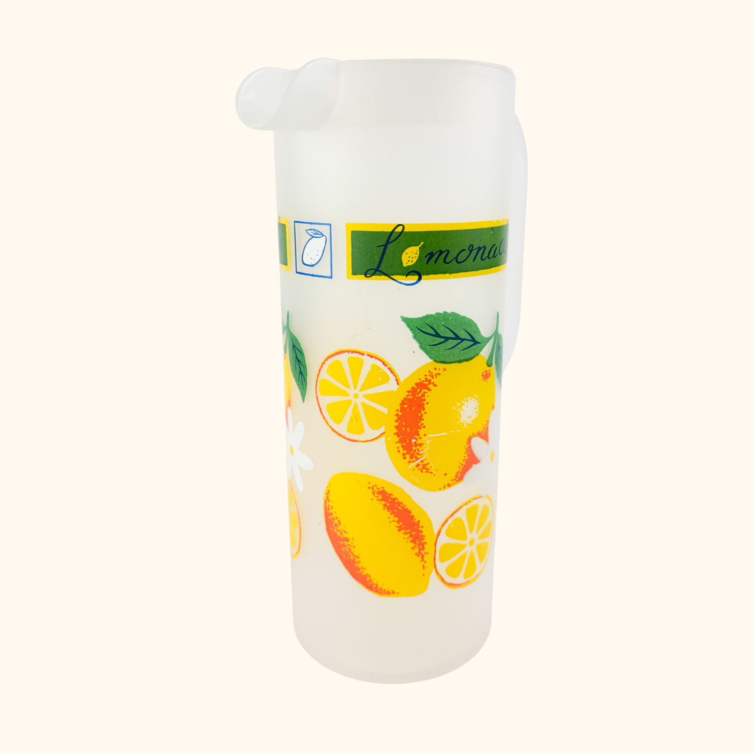 Plastic Lemon Pitcher Cup Set Vintage 1970s Sunshine Thrift