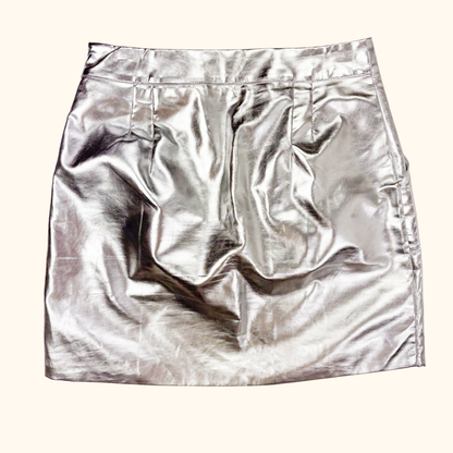 4th &amp; Reckless Silver Metallic Mini Skirt - Size 8 4th &amp; Reckless