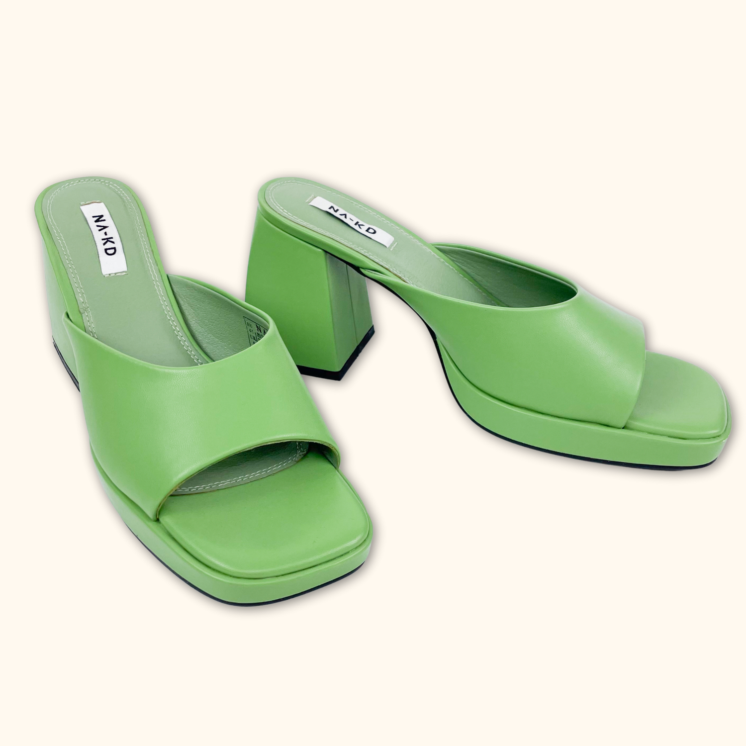 Na-kd Green Block Platform Heels - Size 8