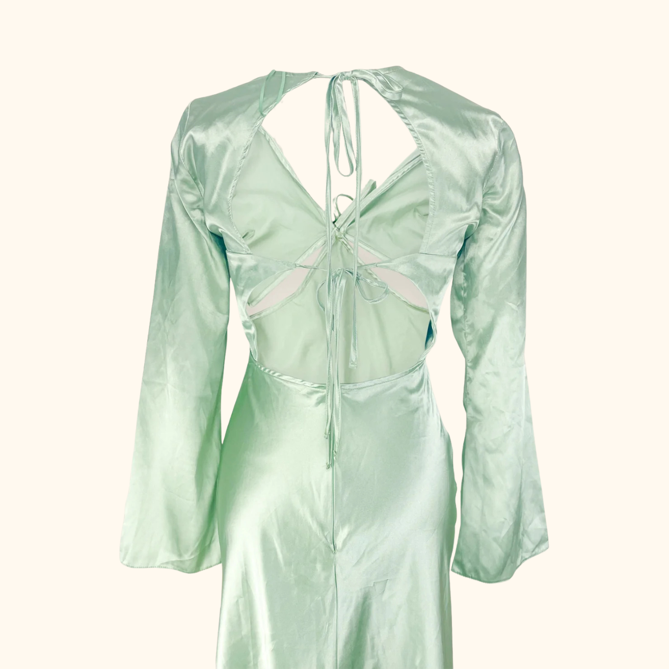 Topshop Green Satin Cutwork Occasion Maxi Dress - Size 8 Topshop