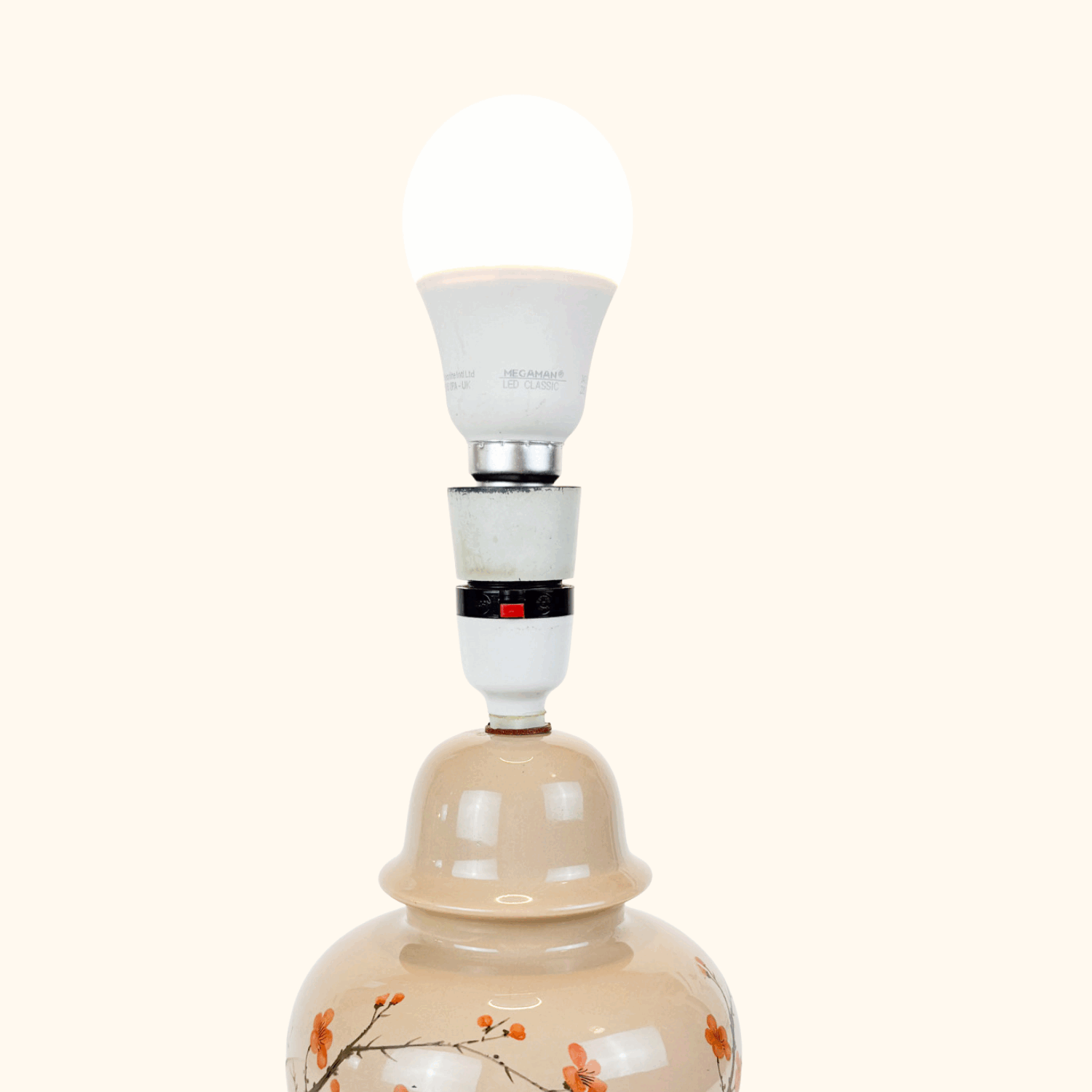 Chinese Oriental Blush Pink Floral Jar Lamp -  - Lighting