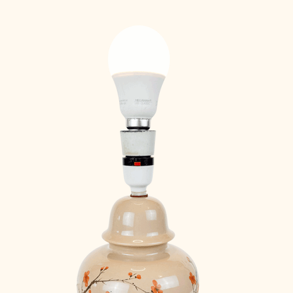 Chinese Oriental Blush Pink Floral Jar Lamp -  - Lighting