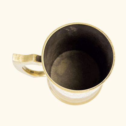 Vintage Brass Etched Tankard Mug Sunshine Thrift