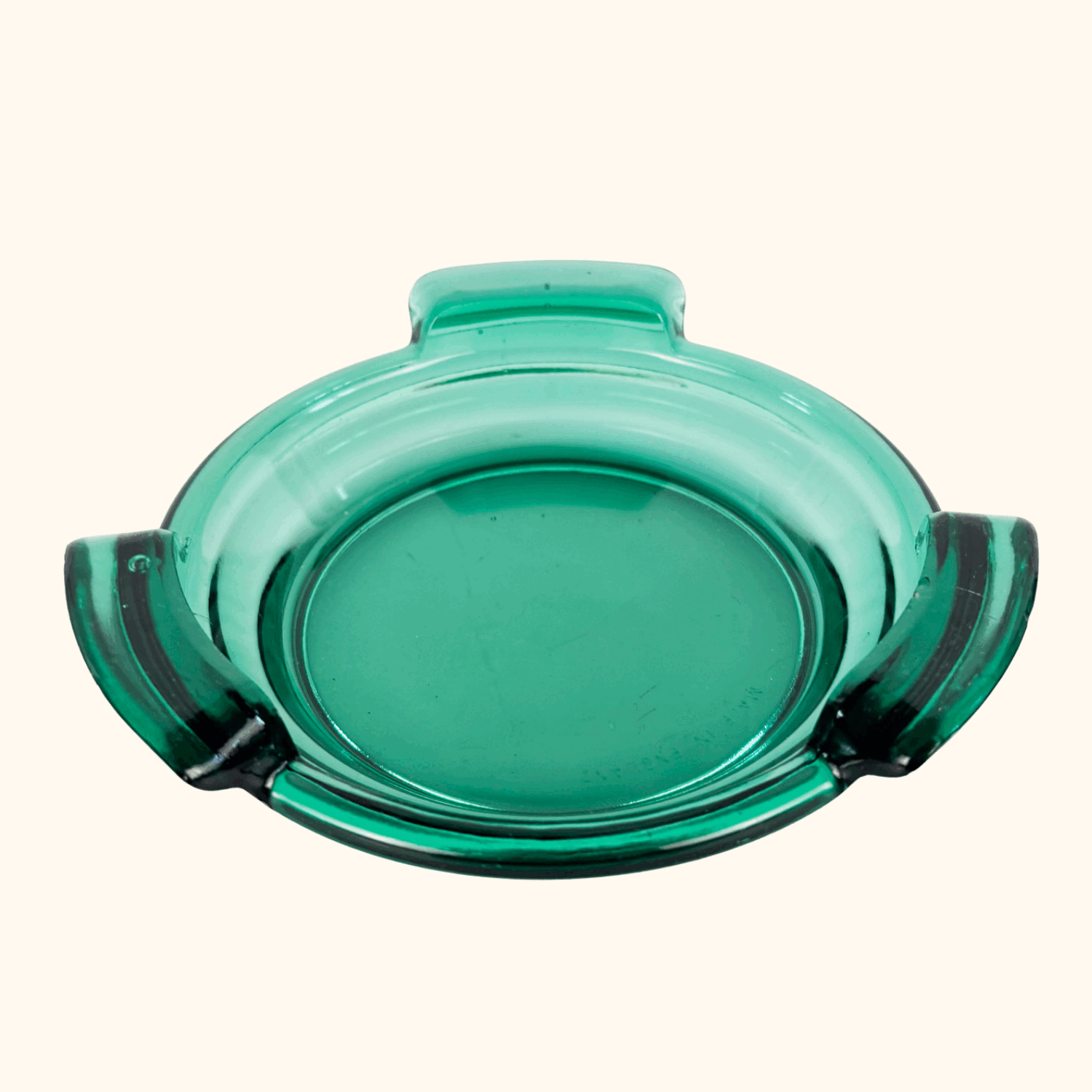 Mid Century Jade Green Glass Ashtray Sunshine Thrift