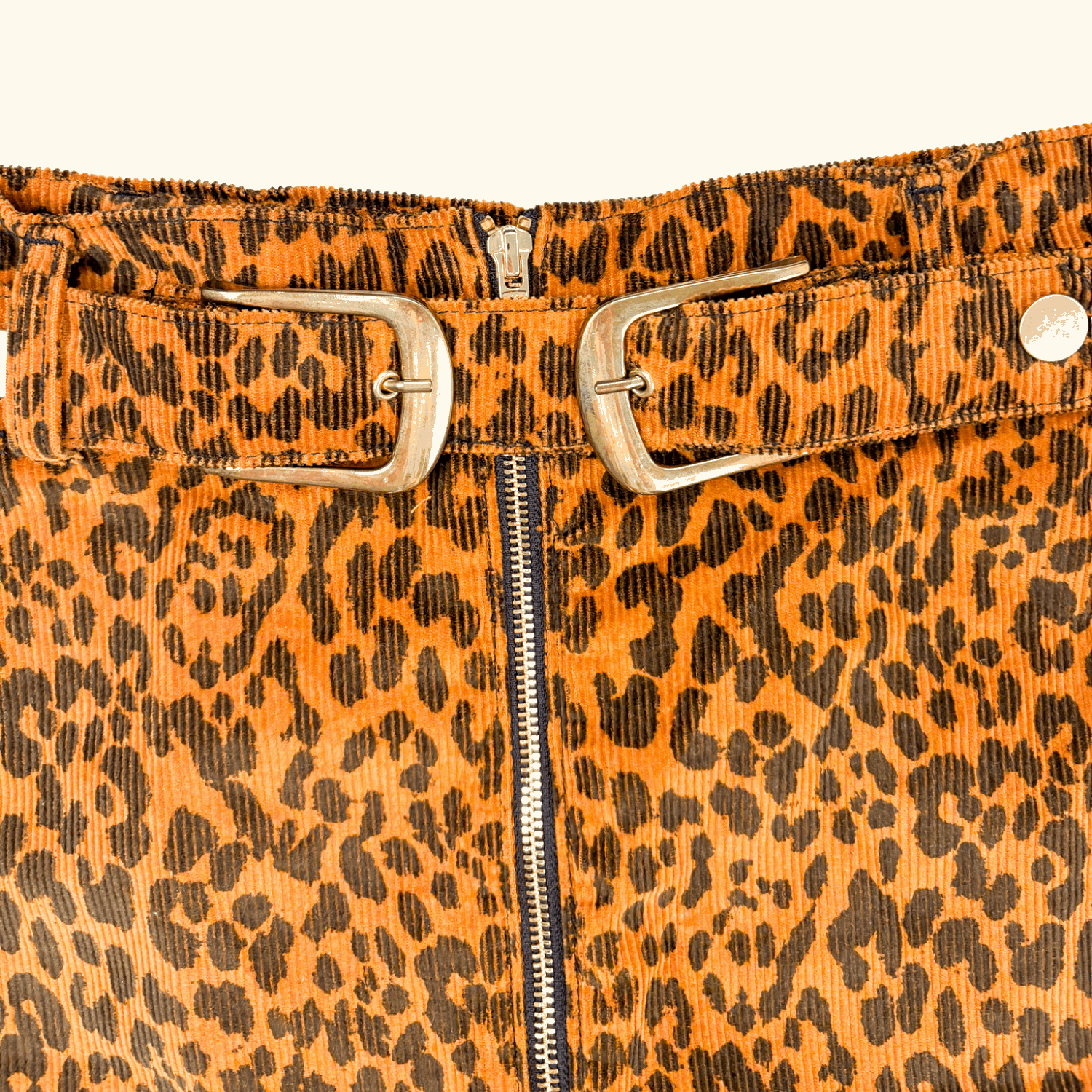 Topshop Tall Brown Leopard Print Cord Mini Skirt - Size 8 Tall Topshop