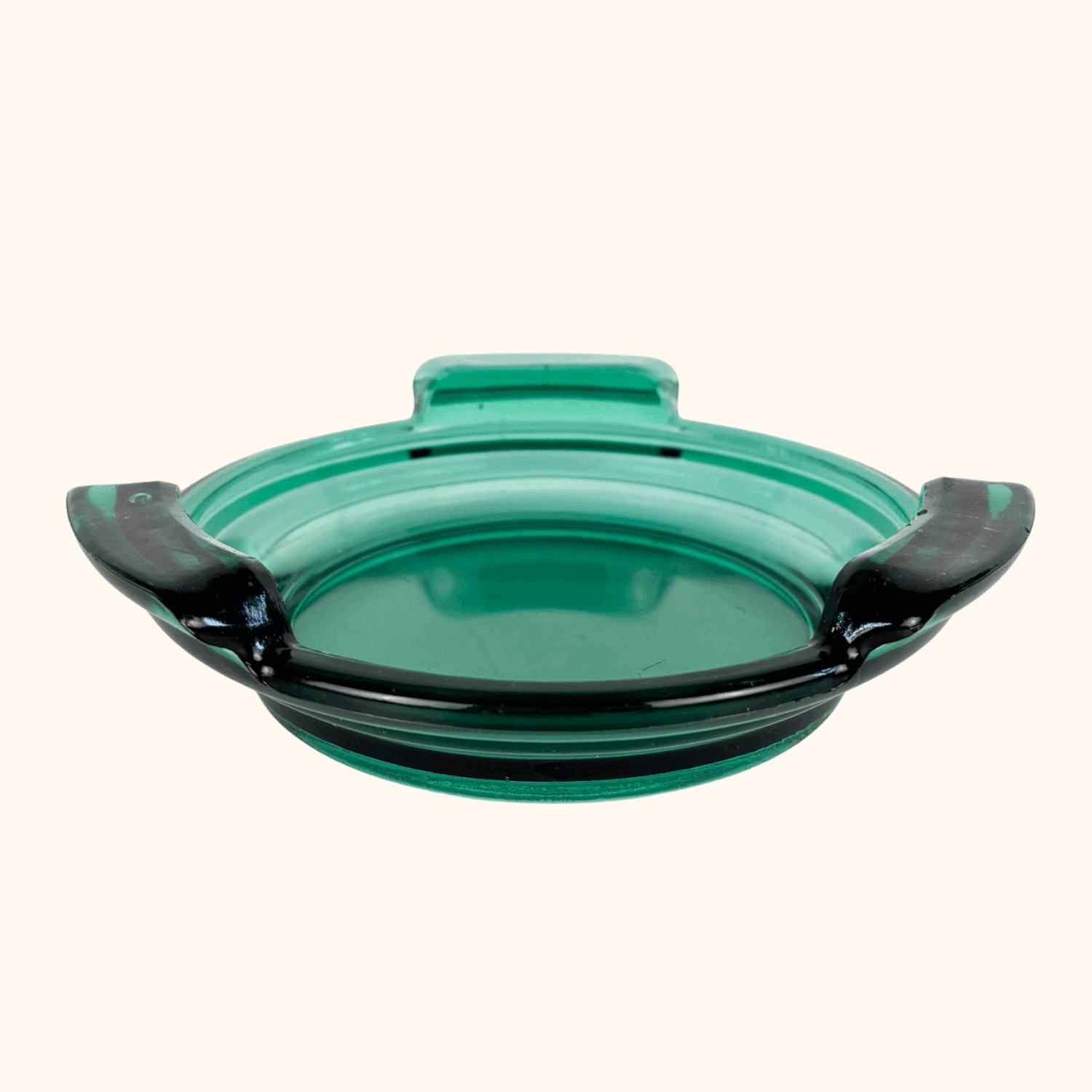 Mid Century Jade Green Glass Ashtray Sunshine Thrift