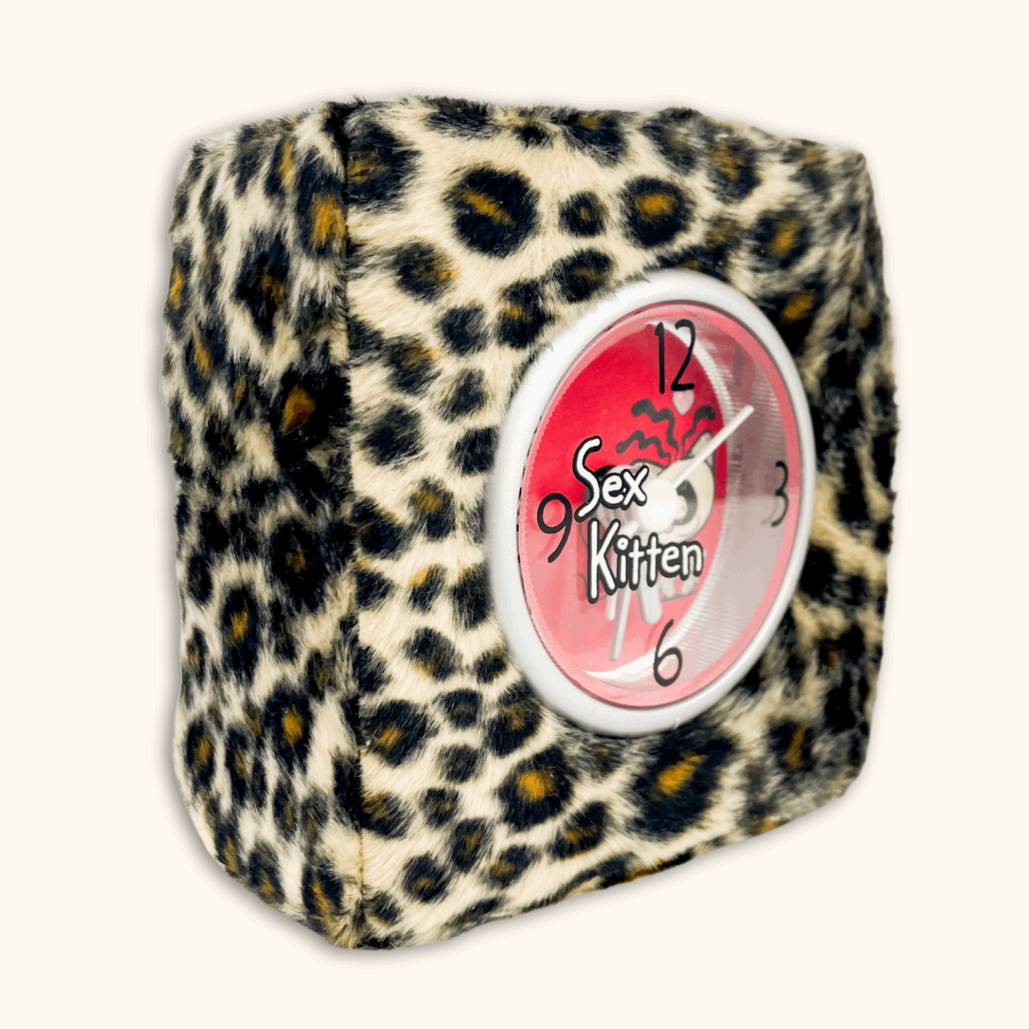 Fluffy Leopard Print Y2K Alarm Clock -  - Clocks