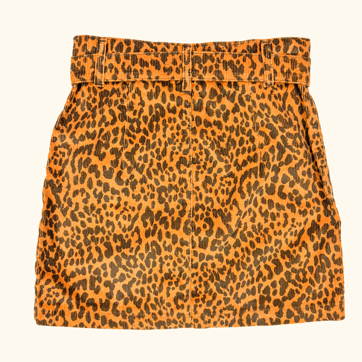 Topshop Tall Brown Leopard Print Cord Mini Skirt - Size 8 Tall Topshop