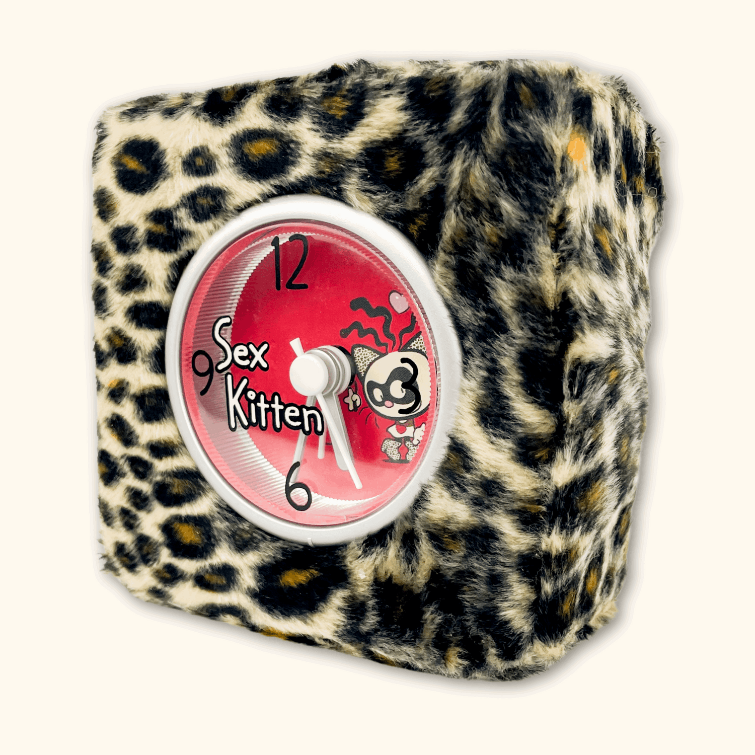Fluffy Leopard Print Y2K Alarm Clock -  - Clocks