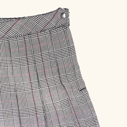 H&amp;M Grey Check Plaid Pleated Mini Skirt - Size 10 H&amp;M
