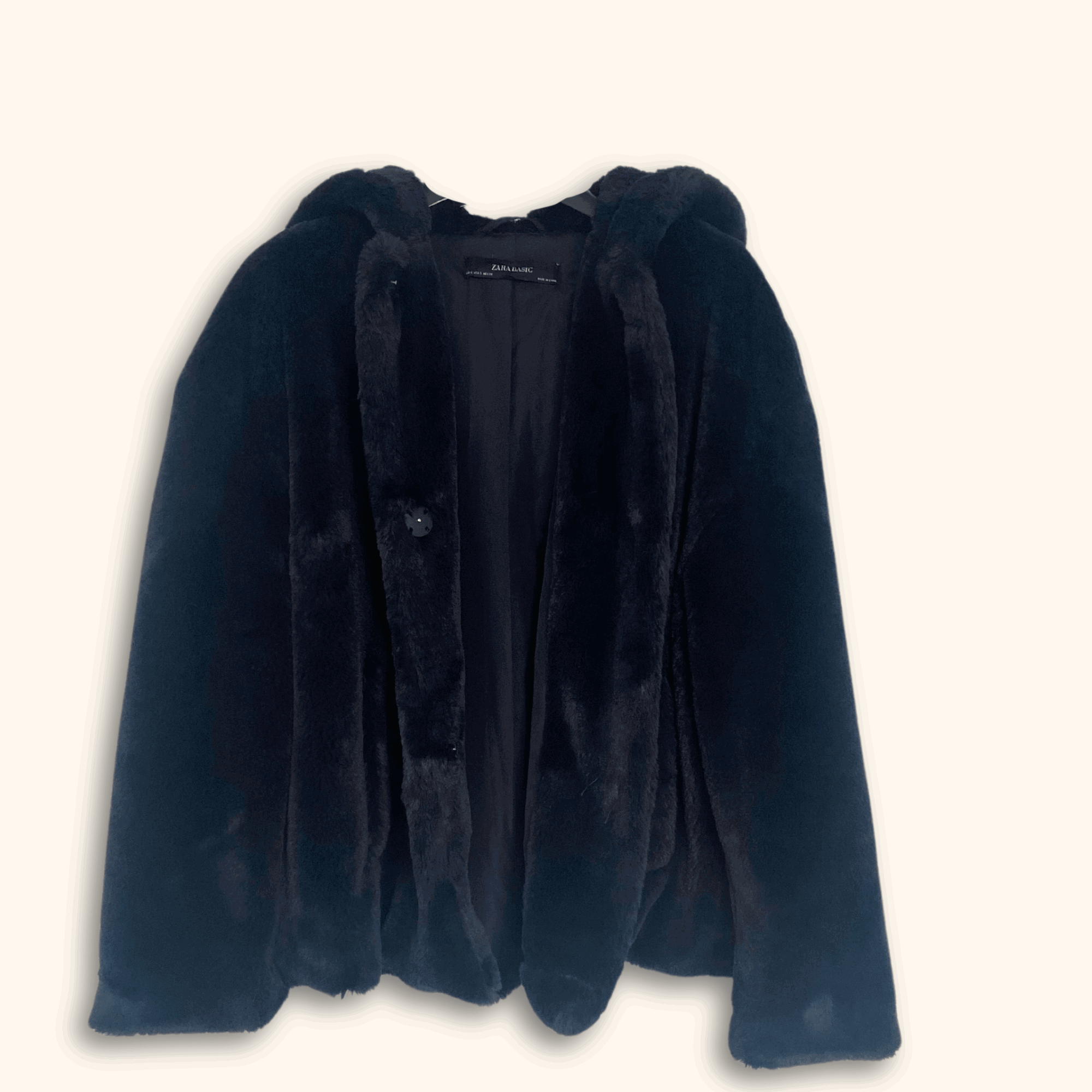 Zara Blue Faux Fur Hooded Coat - Size Small - Zara - Coats &amp; jackets