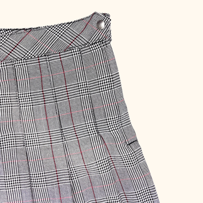 H&amp;M Grey Check Plaid Pleated Mini Skirt - Size 10