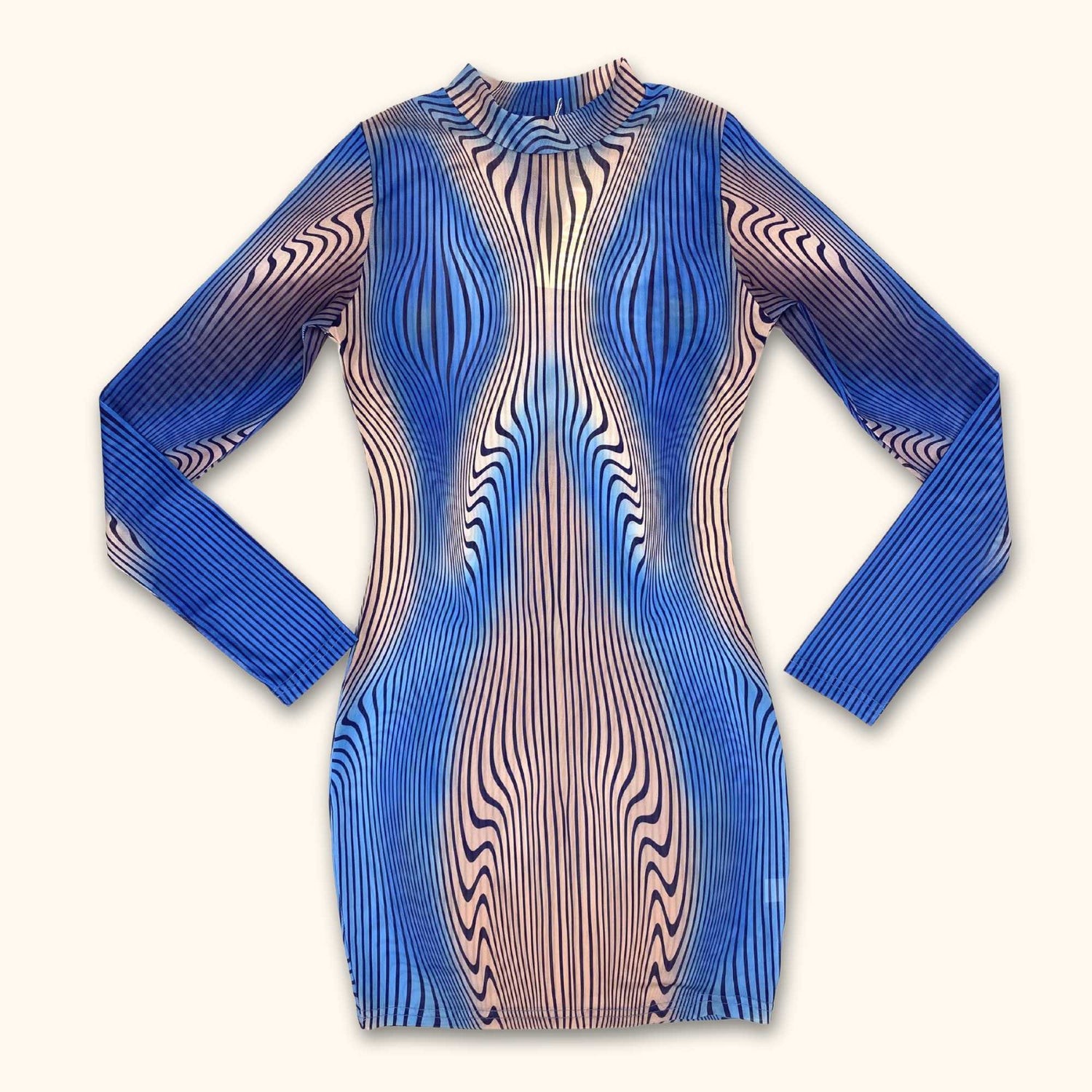 Murci Blue and Pink Mesh Bodycon Dress - Size 10 Sunshine Thrift Murci Blue and Pink Mesh Bodycon Dress - Size 10 Sunshine Thrift