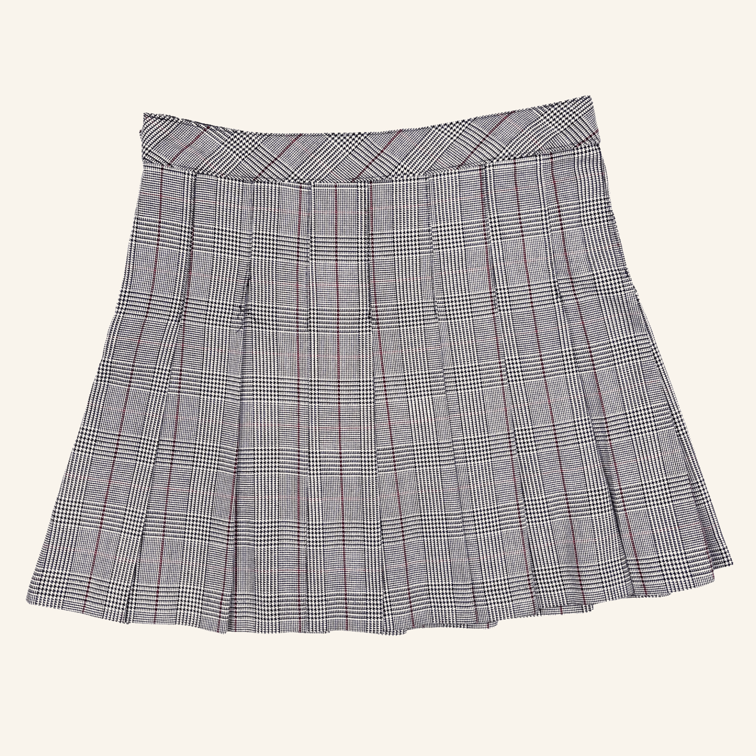 H&amp;M Grey Check Plaid Pleated Mini Skirt - Size 10 H&amp;M