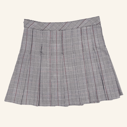 H&amp;M Grey Check Plaid Pleated Mini Skirt - Size 10 H&amp;M
