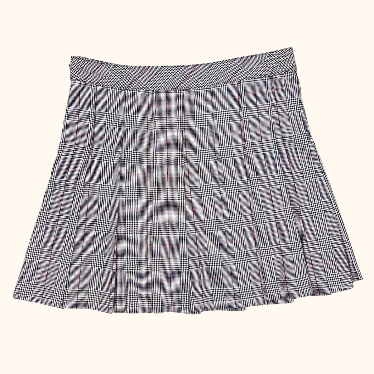 H&amp;M Grey Check Plaid Pleated Mini Skirt - Size 10