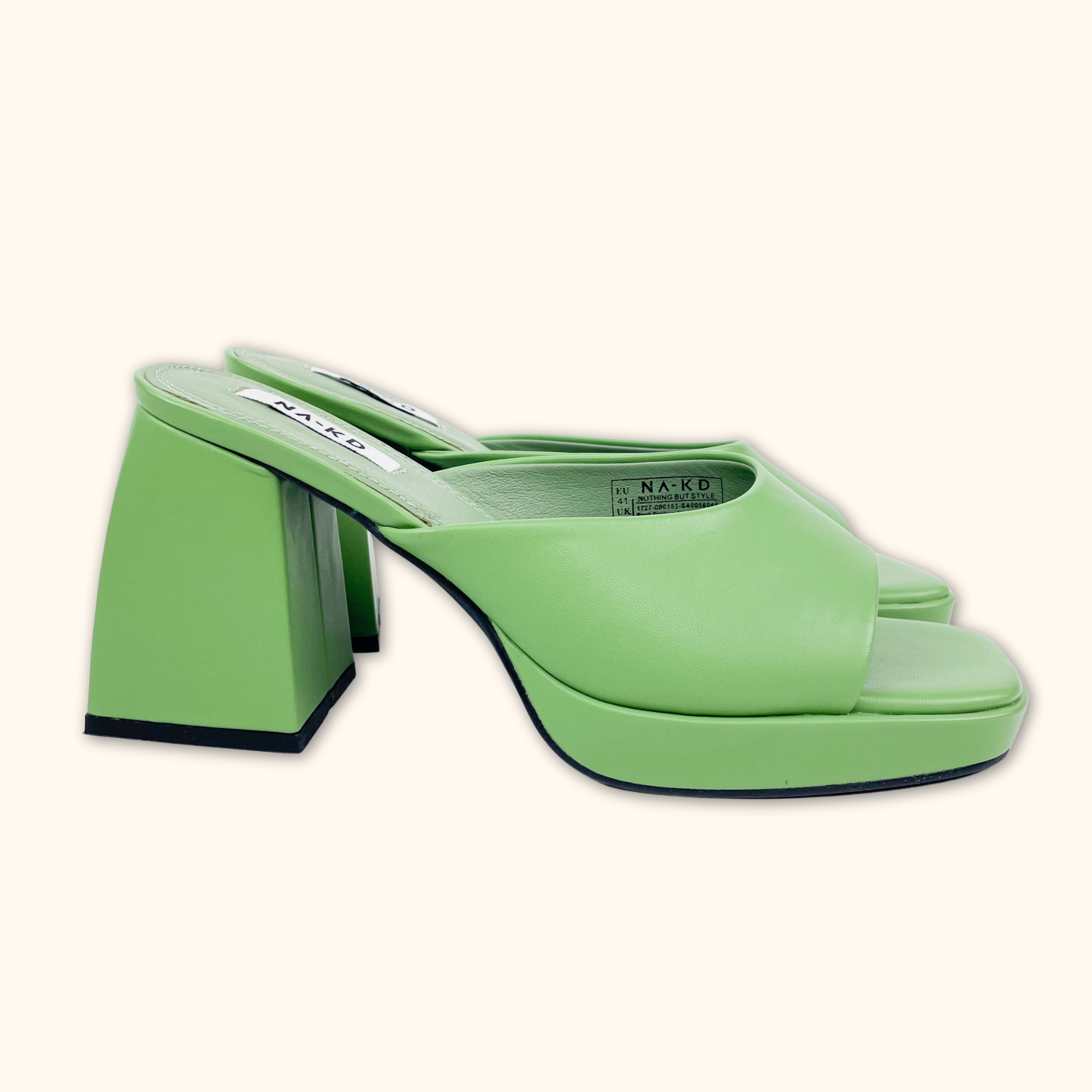 Na-kd Green Block Platform Heels - Size 8