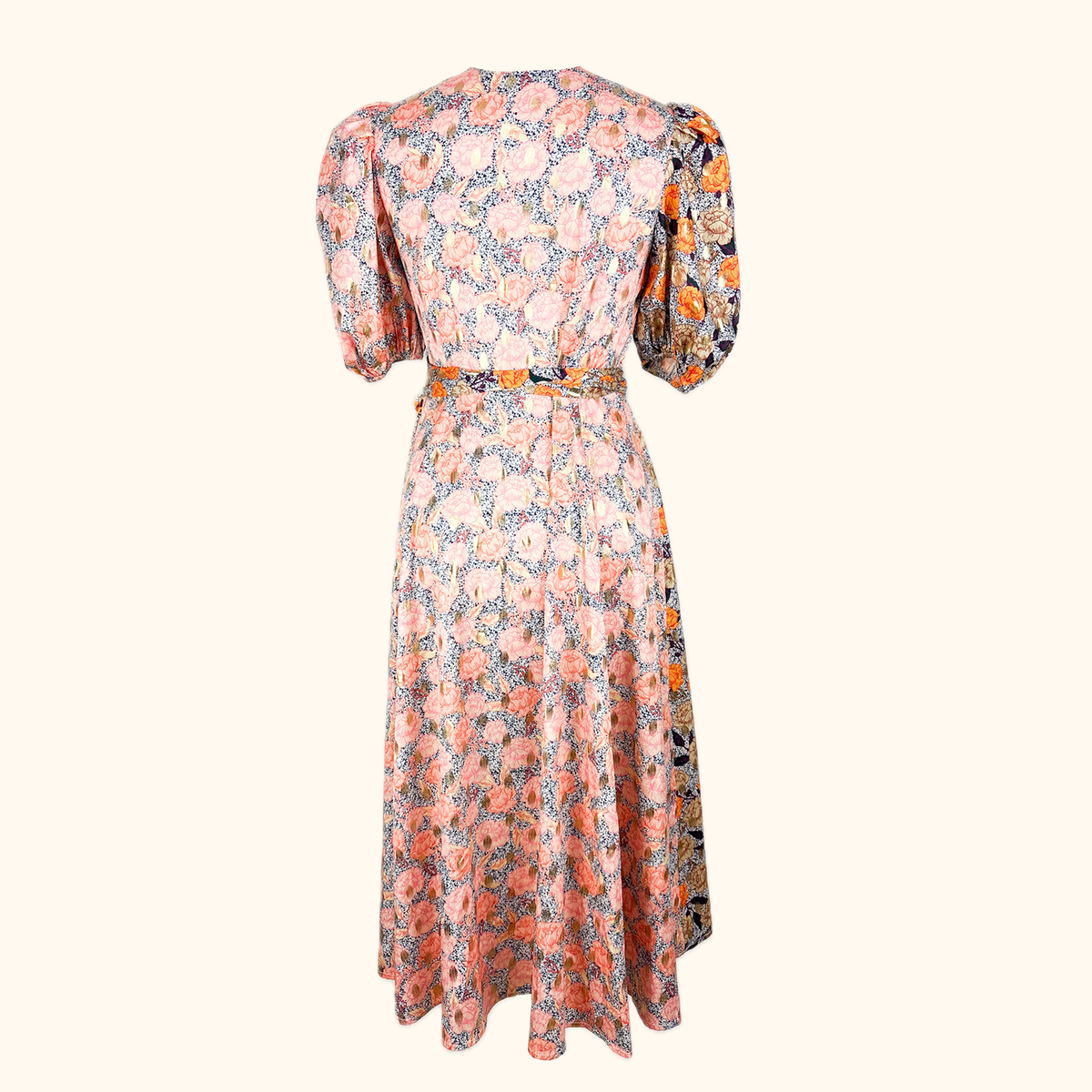 Never Fully Dressed Gold Zsa Zsa Splice Wrap Front Midi Dress - Size 6