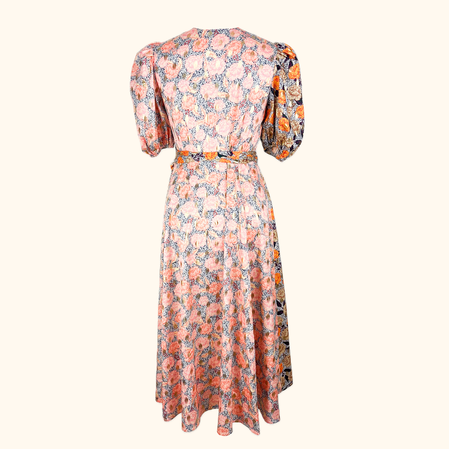 Never Fully Dressed Gold Zsa Zsa Splice Wrap Front Midi Dress - Size 6 Never fully dressed