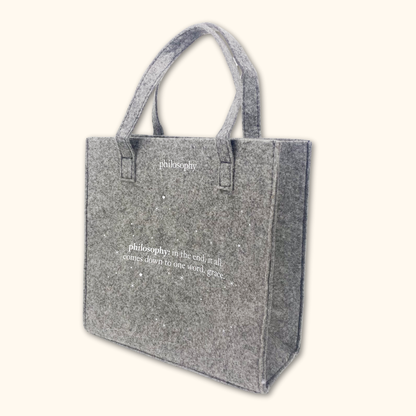 Philosophy Grey Small Tote Bag