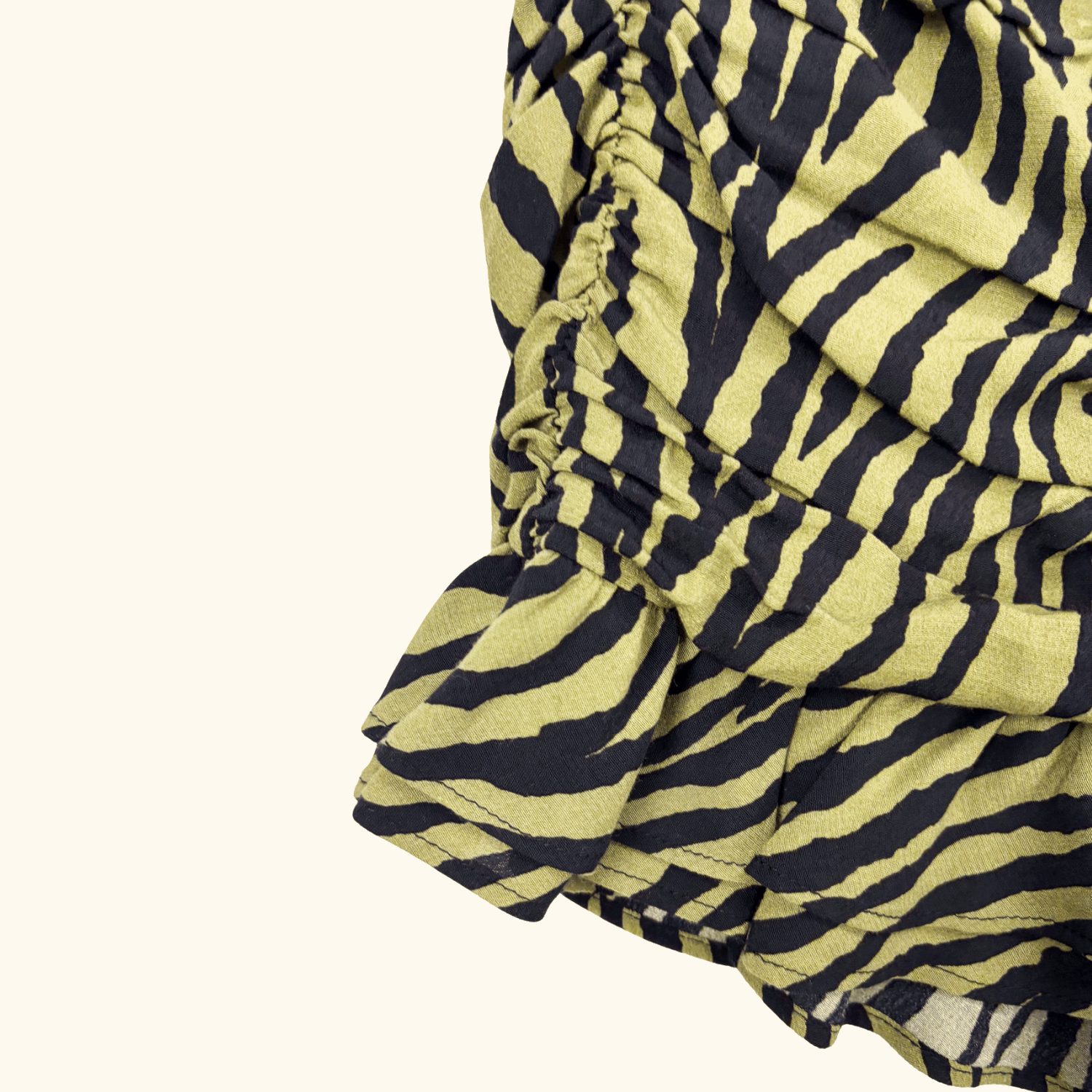 Zara Green Zebra Print Ruffle Mini Skirt - Size Small Zara