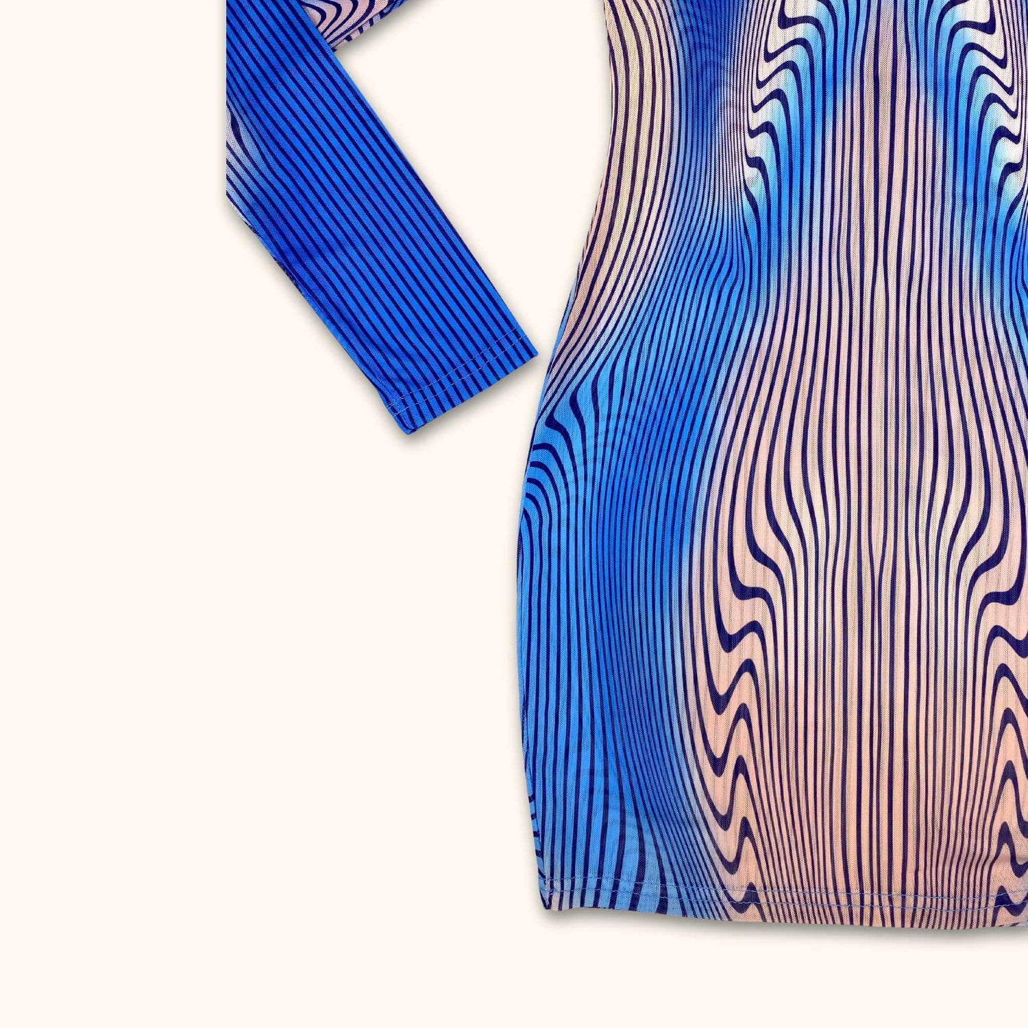 Murci Blue and Pink Mesh Bodycon Dress - Size 10 Sunshine Thrift Murci Blue and Pink Mesh Bodycon Dress - Size 10 Sunshine Thrift